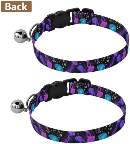 2 Pack Pet Collar Jellyfish Purple Collar with Bell for Dog Puppy, Adjustable Length 10.6" to 17.1"