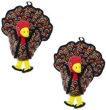 TUFFY® : 2 Pack Jr Turkey Dog Toy: Ultra Durable Plush Toy with Multiple Layers & Reinforced Seams, Washable and Floats, Original Construction