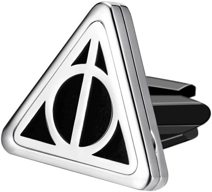 Wild Essentials Potter Hallows Essential Oil Car Vent Diffuser Kit – 316L Stainless Steel Locket, Rubber-Coated 4-Way Clip, 8 Color Pads (22mm), 25mm – Includes Alert & Inner Calm (2 x 10ml)