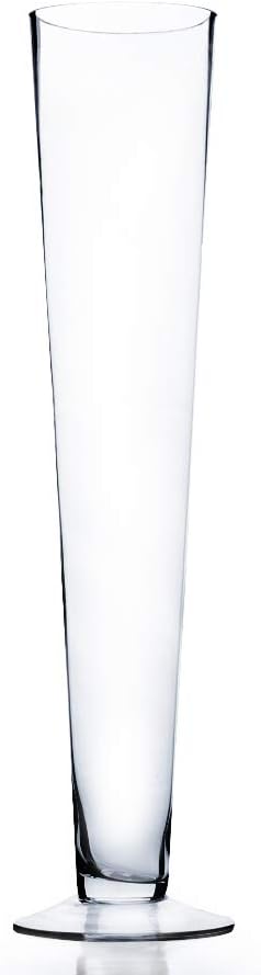 WGV Trumpet Glass Vase, Open 4", Height 20", (Multiple Sizes Choices) Clear Tall Pilsner Floral Planter Container Centerpiece, Wedding Event Home Decor, 1 Piece (VTV0420)