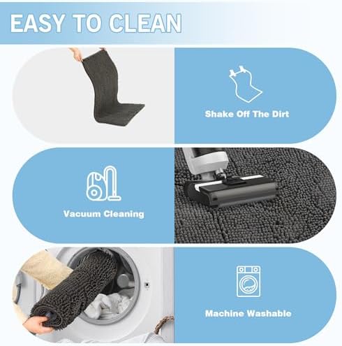 Amyracel Dirt Trapping Door Mat, 36" x 72" Large Absorbent Dog Door Mat for Muddy Paws, Quick Dry Non Slip Chenille Mud Mat for Dogs, Machine Washable Entry Indoor Entryway Rug for Inside Floor