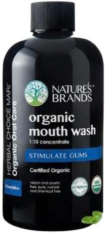 Nature's Brands - Herbal Choice Mari Organic Mouth Wash, 8 Oz, Peppermint Flavor - Tea Tree, Thyme & Fennel Oils for Fresh Breath & Healthy Gums - 1:10 Concentrated Mouthwash in BPA-Free Bottle