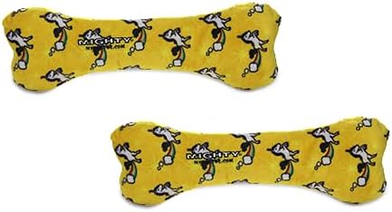 MIGHTY Tuffy 2 Pack Bone Dog Toy: Ultra Durable Plush Toy with Multiple Layers & Reinforced Seams, Washable and Floats, Vinyl Bone & Fleece