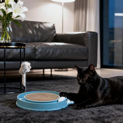 AceOrbit 3 Pcs Ball Track Toy Round Cat Scratcher with 2 Replacement Pads