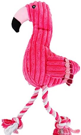 Dog Plush Toys,Cute Flamingo Durable Squeaky Teething Toys for Puppy, Interactive Stuffed Dog Chew Toys for Small-Large Dogs