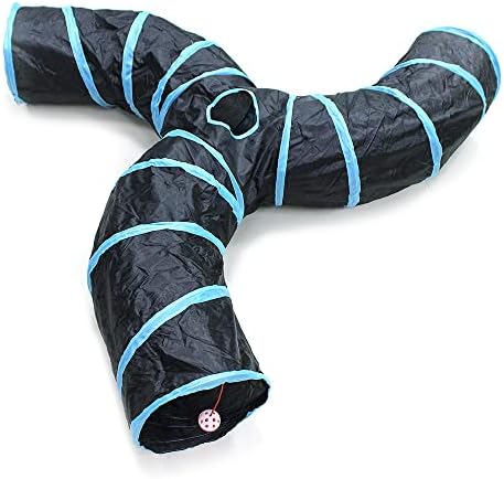 Bemodst Collapsible S-Shape Cat Tunnels - 3-Way Interactive Maze Toy for Kitten, Rabbit, Ferret