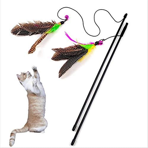Legendog Cat Feather Wand With Bell Mouse Cage Toys Plastic Artif Cat Toy Stick