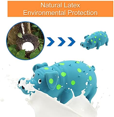 Andiker Dog Squeaky Toy, Dots Latex Dog Chew Toys with a Oinks Sound Squeaker Grunting Pig Dog Toy Durable Self Play 8" Dogs Squeeze Toy for Dental Biting Chasing to Kill Boring Time (Blue)
