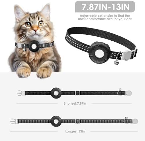 Cat GPS Tracker, Waterproof Pet Tracker for Cats, Cat GPS Tracker Collar with Safety Elastic Buckle, Works with Any Collar,Compatible with Apple Find My App (Only iOS), No Monthly Fee, White