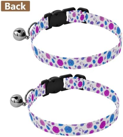 Roses Flowers White Pet Collars for Cats, 2 Pack Decorative Pet Collar with Bell