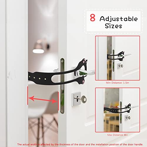 Elilier Cat Door Latch Holder, 8 Adjustable Sizes Flexible Cat Door Stopper | Keep Door Open 1.5" to 8", Let's Cats in and Keeps Dogs Out of Litter & Food, No Tool Required & No Wall Damage