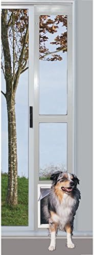 Ideal Pet Modular Aluminum Pet Patio Door, White | Single Pane Glass, Clear Flexible Flap, Fits up to 1" Aluminum Patio track width ONLY, Extra Large 10-1/2" x 15" Flap Size