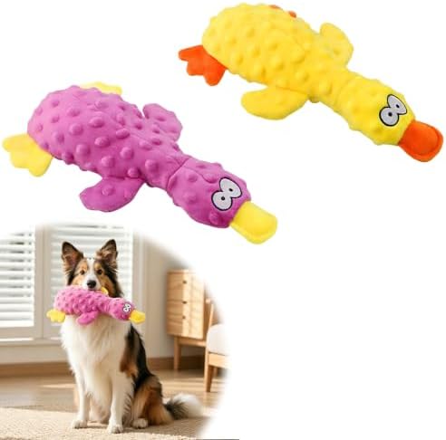 Indestructible Dog Toy for Aggressive Chewers, Teething Toys, Yellow＆Purple