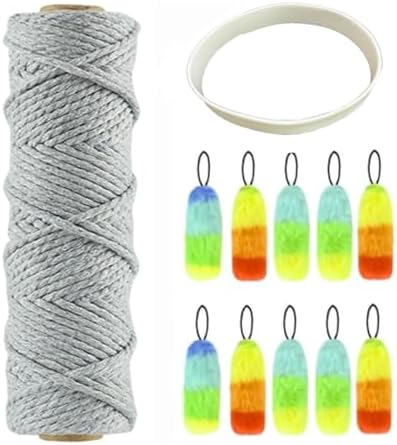 Interactive Cat Toy Accessories Rope 1 Roll (200 Ft) + 10 Hanging Plush Accessories + 1 Cat Toy Host White Rubber Ring