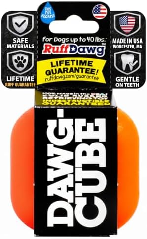 Ruff Dawg Cube Medium 2.5 Indestructible Dog Toy, Orange – Heavy-Duty Rubber Fetch & Chew Toy for Aggressive Chewers – Erratic Bounce, Floats, BPA & Latex Free – Made in USA