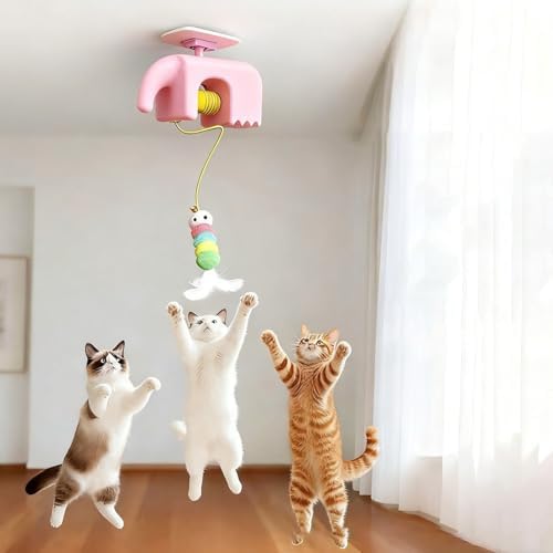 Smart Interactive Teaser Auto Retractable Hanging Door Mounted Entertainment for Active Felines Fitness Hanging Door Puss Teaser