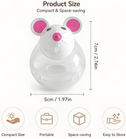 Beige Mouse Cat Treat Toy, Interactive Food Dispenser Chew Plaything