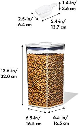 OXO Good Grips Pet Food Container 6.0 Qt | Clear | Airtight Seal | With Half Cup Scoop | Pack of 4