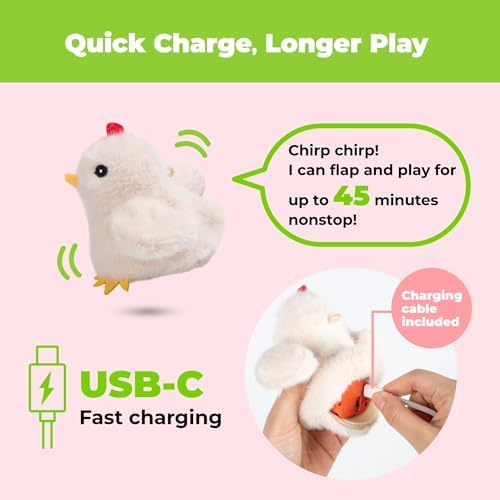 Best Pet Supplies Catify Interactive Flapping Cat Toy - Chick, Beige