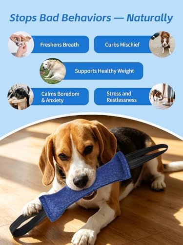 K9-Grade Dog Bite Tug Toy with Strong Handles, Interactive Tug of War Dog Toy, Durable & Tear-Resistant Linen, Lasting Training Equipment, Ideal for Medium to Large Breeds (Black+Blue)