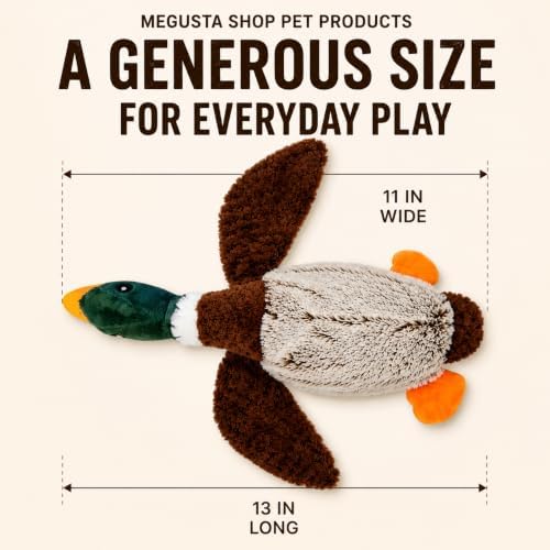 Duck Dog Toy Squeak Toys | Mallard-Shaped | Shaped Pet Toys | Duck Dog Toys for Large Dogs | Mallard Dog Toy | Dog Chew Toys | Stuffed Toys Interactive Animal.