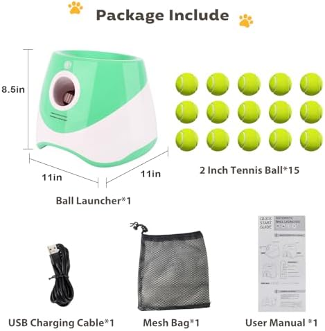 Automatic Ball Launcher for Dogs Indoor Thrower Fetch Machine,Green
