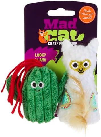 Mad Cat Lucky Llama Cat Toys with Catnip and Silvervine Blend, Pack of 2