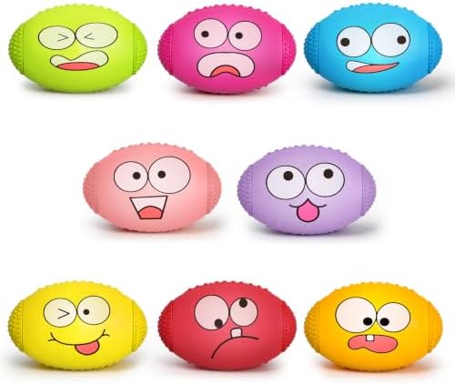 1.5” Squeaky Soft Rubber Football Dog Toy, Bouncy Chew Ball for Tiny Mini Small Breed Puppies (X-Small)