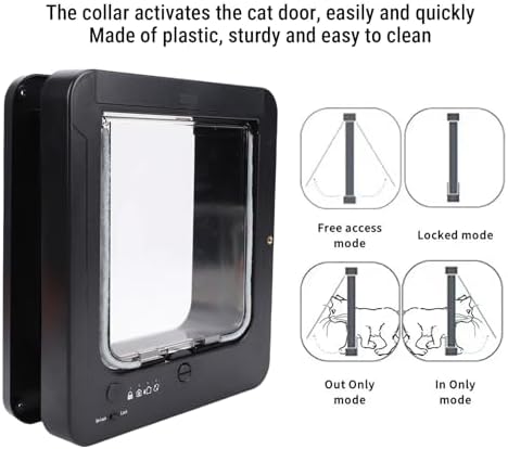ASHATA Automatic Cat Door Collar Activated, Smart Sensing Pet Flap for Kitty Kittens Doggie Easy Installation