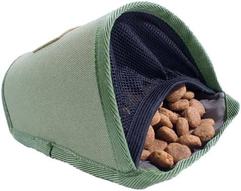 Dog Treat Training Pouch with Poop Bag Dispenser – Hands Free Dog Walking Bag, Phone Pocket, Clip & Adjustable Waist/Crossbody Strap (Green)