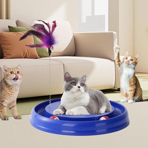 Interactive Cat Ball Track Toy Cat Scratcher, Blue