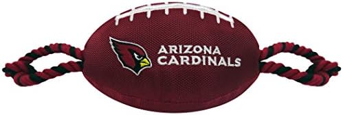 Pets First NFL Arizona Cardinals Football Dog Toy, Tough Quality Nylon Materials, Strong Pull Ropes, Inner Squeaker, NFL Team Color