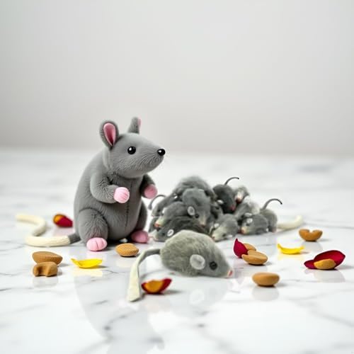 5 Pcs Gray Fur Rattle Mouse Cat Toy Mice Animal Toy Pet Supplies Furry Play Combo - Cat Toy Mix