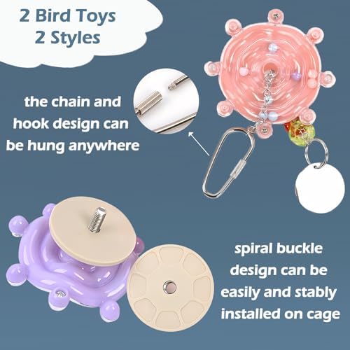 2pcs Bird Toys for Parakeets, Colorful Spinner Wheel (Rondom Color)