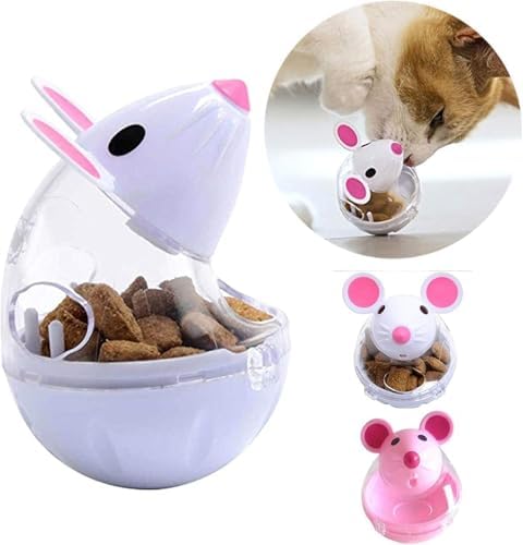 1Pc Beige Interactive Cat Toy, Mouse Shape Treat Dispenser, Food Storage Holder for Indoor Cats and Kittens, Cat Mice and Animals Toys for Pet Increases IQ Interactive & Food Dispensing