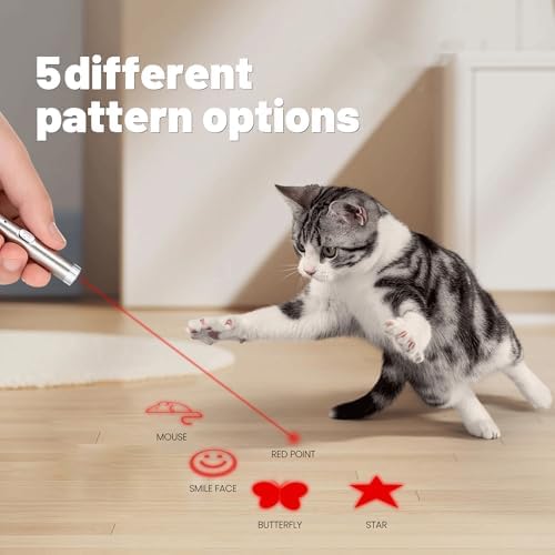 4-Pack Interactive Cat Toys for Indoor Cats, 2 Projection Chase Toys and 2 Automatic Moving Tail Balls, Fun Exercise and Play Set for Cats and Kittens