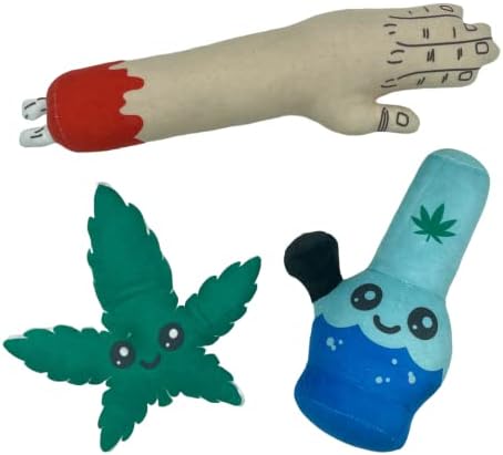 Dog Toy Bundle Water Pipe Zombie Arm and Green Leaf Funny Stuffed Plushies