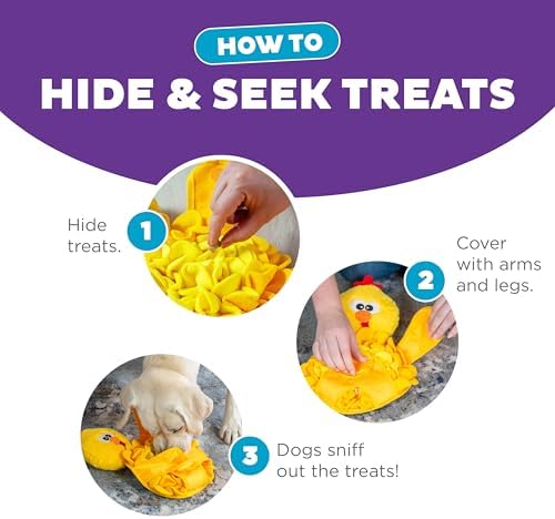 Outward Hound Nina Ottosson Snuffle Palz Squeaky Dog Toy, Chicken, 13.4" | Plush Snuffle Mat, Hidden Treat Pockets, Slow Feeder, Interactive Foraging, Non-Slip Base, Dogs & Puppies