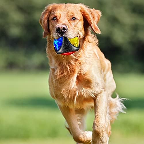 Sumind 4 Pieces Light up Squeaky Dog Balls LED Flashing Light up Ball for Aggressive Chewers Glow in the Dark Flashing Ball Pet Squeaky Toy Bounce Activated Toy for Medium Small Dogs Gift