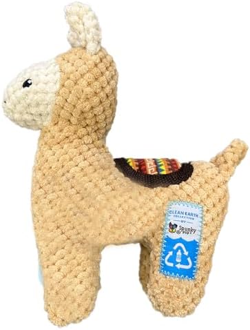Spunky pup Clean Earth Plush Dog Toy with Squeaker - Recycled, Eco-Friendly, Floats for Beach, Lake, Pool - Llama