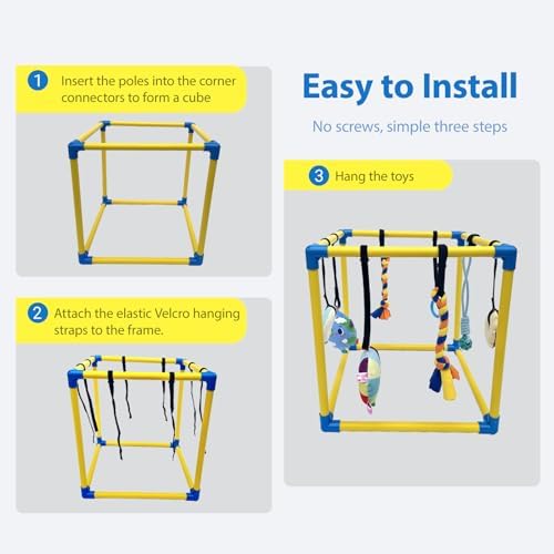 Puppy Play Gym with 8 Hanging Toys, Small Dogs Indoor Enrichment Jungle Gym