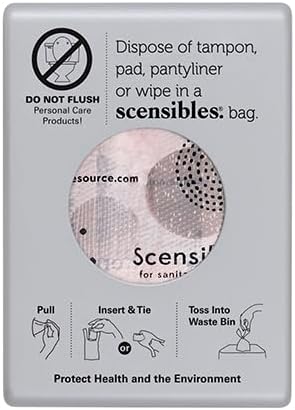 Scensibles Bathroom Dispenser for Menstrual Care Disposal - Bag Dispenser and Refill Boxes - for Tampons, Pads, Other Disposable Hygiene Products (Satin Chrome)