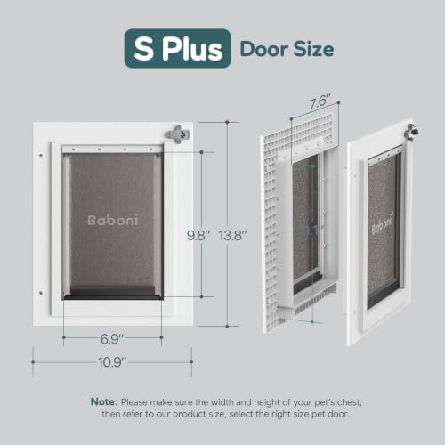 Baboni Dog Door for Door,Durable Plastic Frame,Small(Plus)
