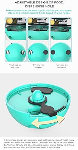 Premium Cat Treat Dispensing Toy, Wobbler Interactive Cat Feeder with Teaser Wand, Adjustable Slow Feeder Ball for Indoor Cats, Kitten Entertainment & Mental Stimulation (Blue)