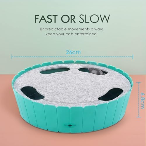 Pawaboo Interactive Cat Toy with Running Mouse, Automatic Track Kitten Toy | Electronic Motion Cat Toy for Indoor Cats, Pop and Play Hide Seek Cats Toys Hunting Mouse for Kitty Play Exercise, Lake Blue
