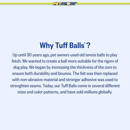PetSport Mini Tuff Ball - Tennis Balls for Small Dogs, Great for Boredom and Aggressive Chewers, Interactive, Certified Non-Toxic, Won’t Wear Down Teeth - 1.5" (Pack of 2)