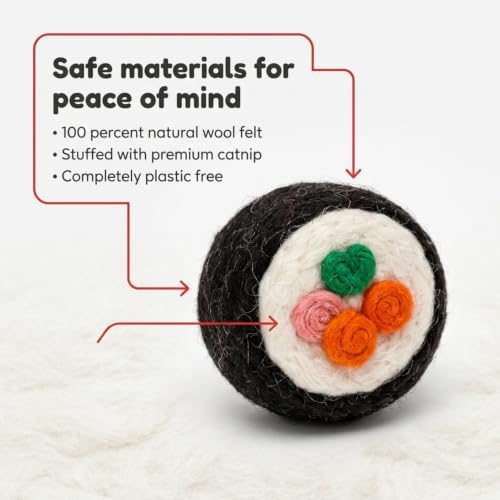 Glaciart One Wool Felt Cat Toys for Indoor Cats, 12-Piece Catnip Set