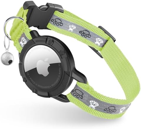 Reflective AirTag Cat Collar, Integrated Cat Collar with Air Tag Holder | Built in AirTag Holder, Adjustable 7-13in for Cats, Kittens and Puppies, Safety Elastic Band, Reflective for Night Walking