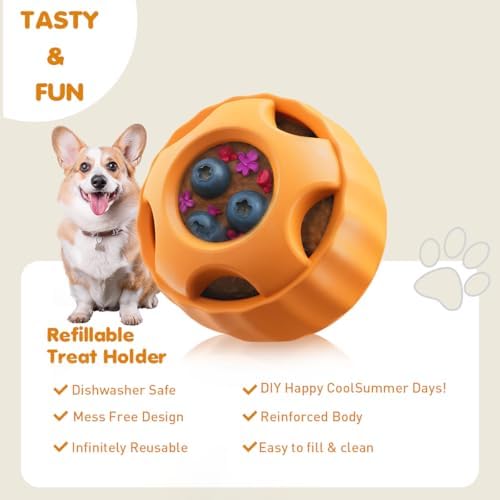 Interactive Dog Treat Dispenser Toy | Cognitive Puzzle for Mental Stimulation | Natural Rubber Dishwasher Safe | Keep Busy & Relieve Boredom | for Small & Large Dogs