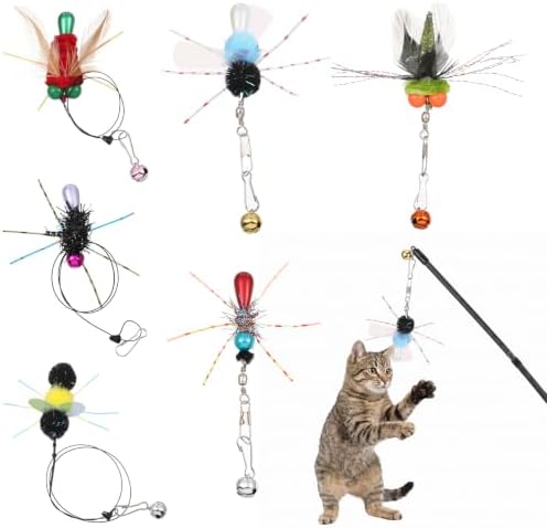 6 Pcs Cat Wand Attachments, Cute Simulation Insect Cat Wand Toys
